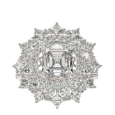 14K White Gold Diamond Bezel Corner Princess Cut Engagement Ring